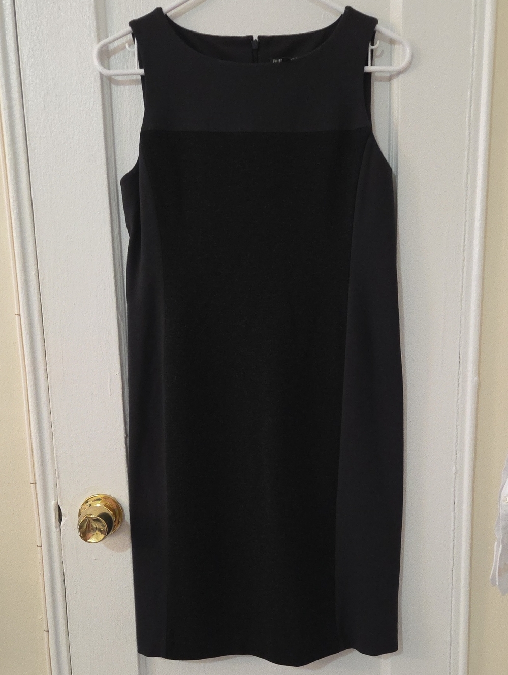 Eileen Fisher 6P Black Sleeveless Colorblock Shift Dress Boat Neck LBD